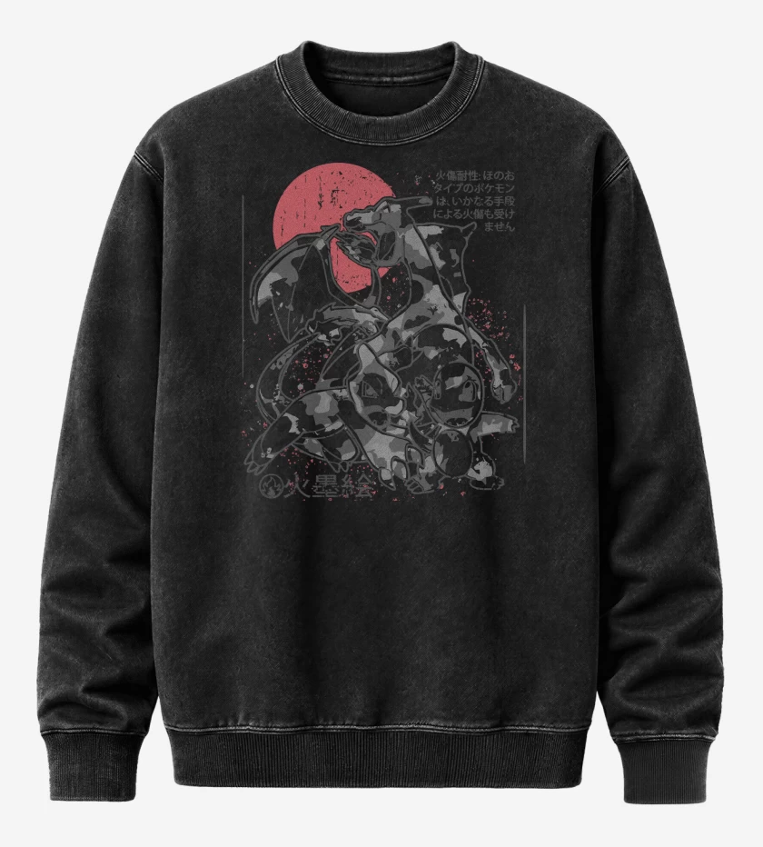Poleron Polo Acid Wash Negro de Team Fuego