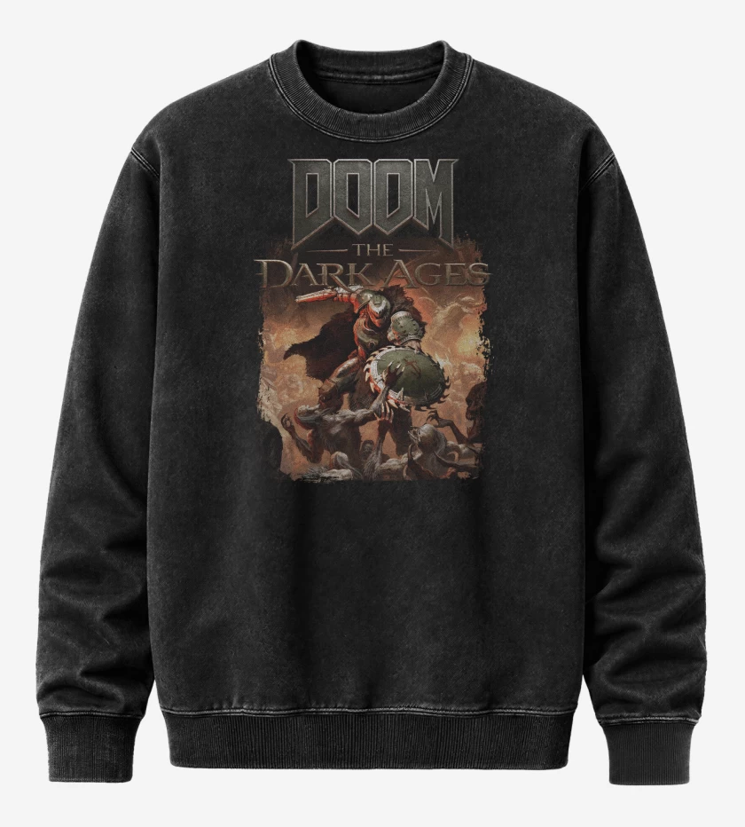 Poleron Polo Acid Wash Negro de Doom Dark Ages