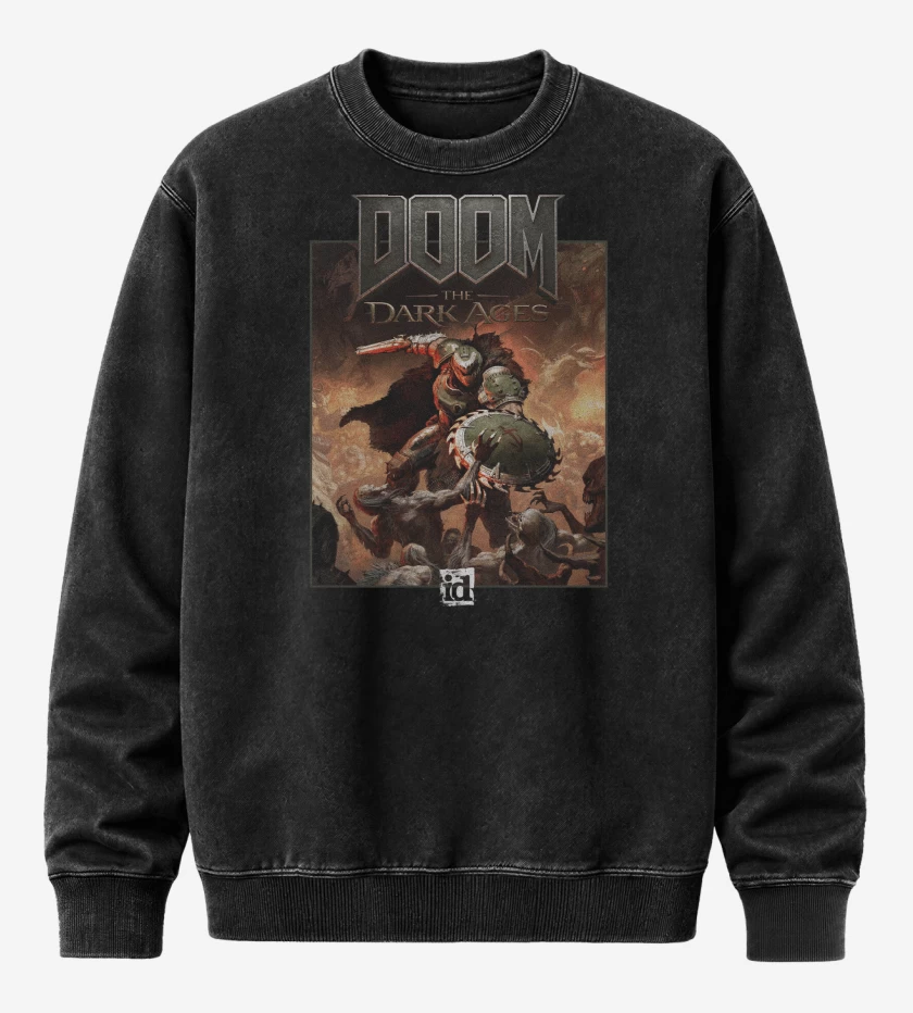 Poleron Polo Acid Wash Negro de Doom The Dark Ages