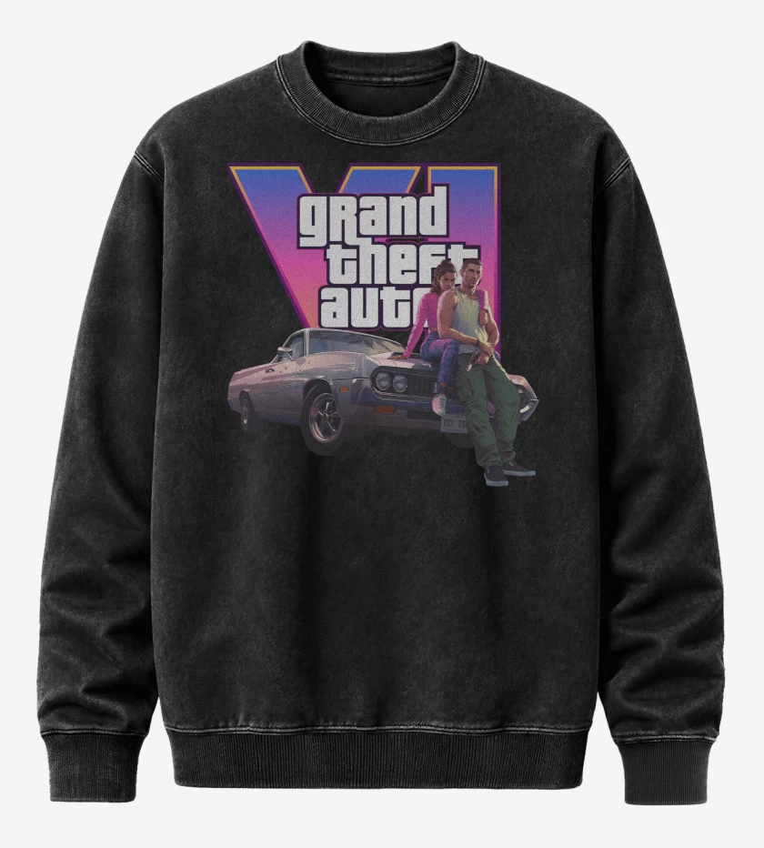 Poleron Polo Acid Wash Negro de GTA VI Jason & Lucia