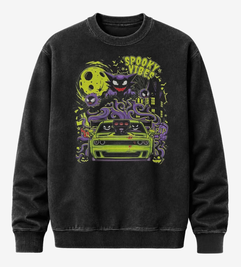 Poleron Polo Acid Wash Negro de Gengar cars