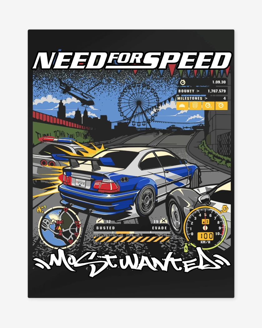 Print metalico Negro de Most Wanted