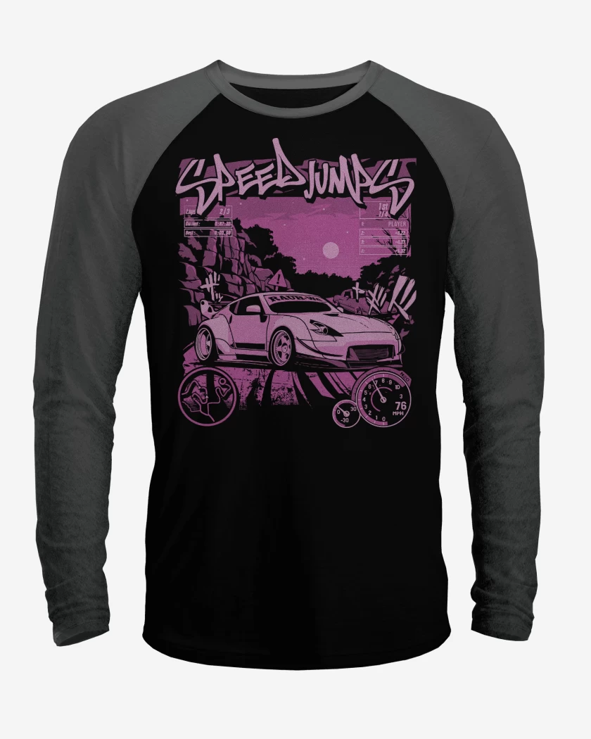 Polera Raglan Negro / Negro Heather de Speed Porsche