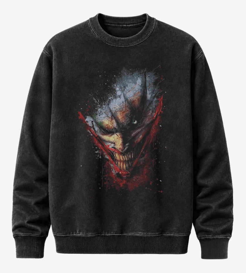 Poleron Polo Acid Wash Negro de Payaso full color