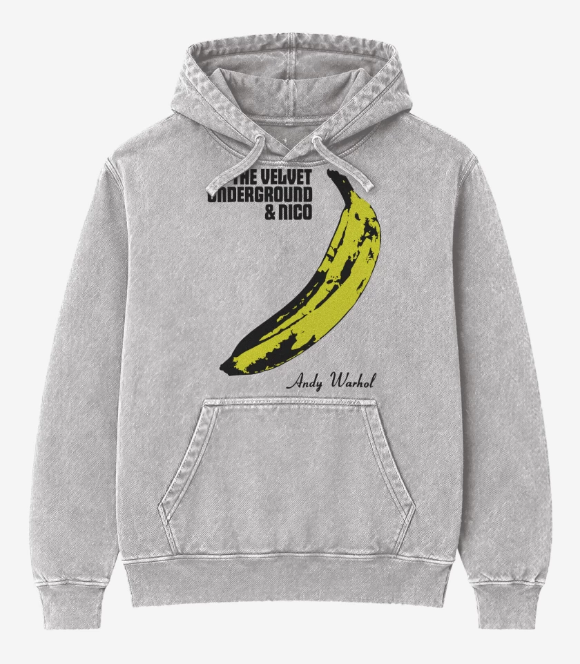 Poleron Canguro Acid Wash Gris Melange de The Velvet Underground Andy Warhol