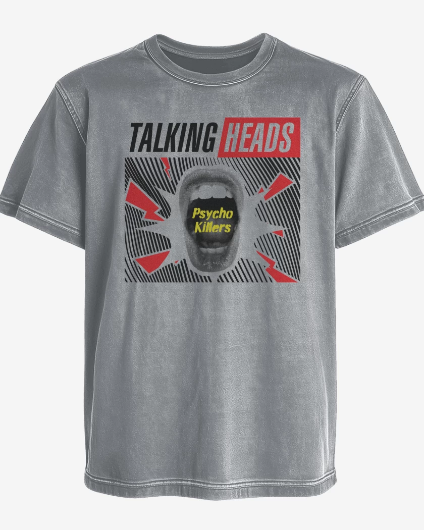 Polera desgastada Gris Melange de Psycho Talking Heads