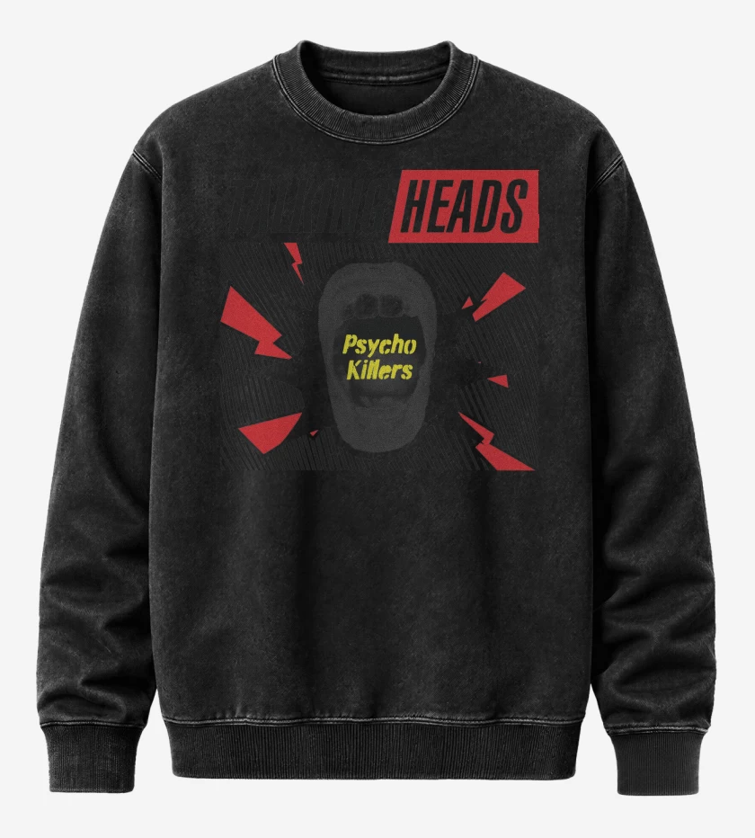 Poleron Polo Acid Wash Negro de Psycho Talking Heads