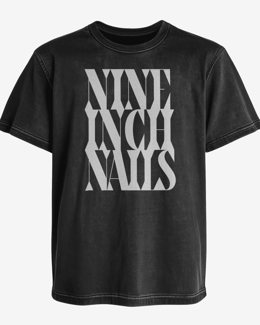 Polera desgastada Negro de NIN Logo 