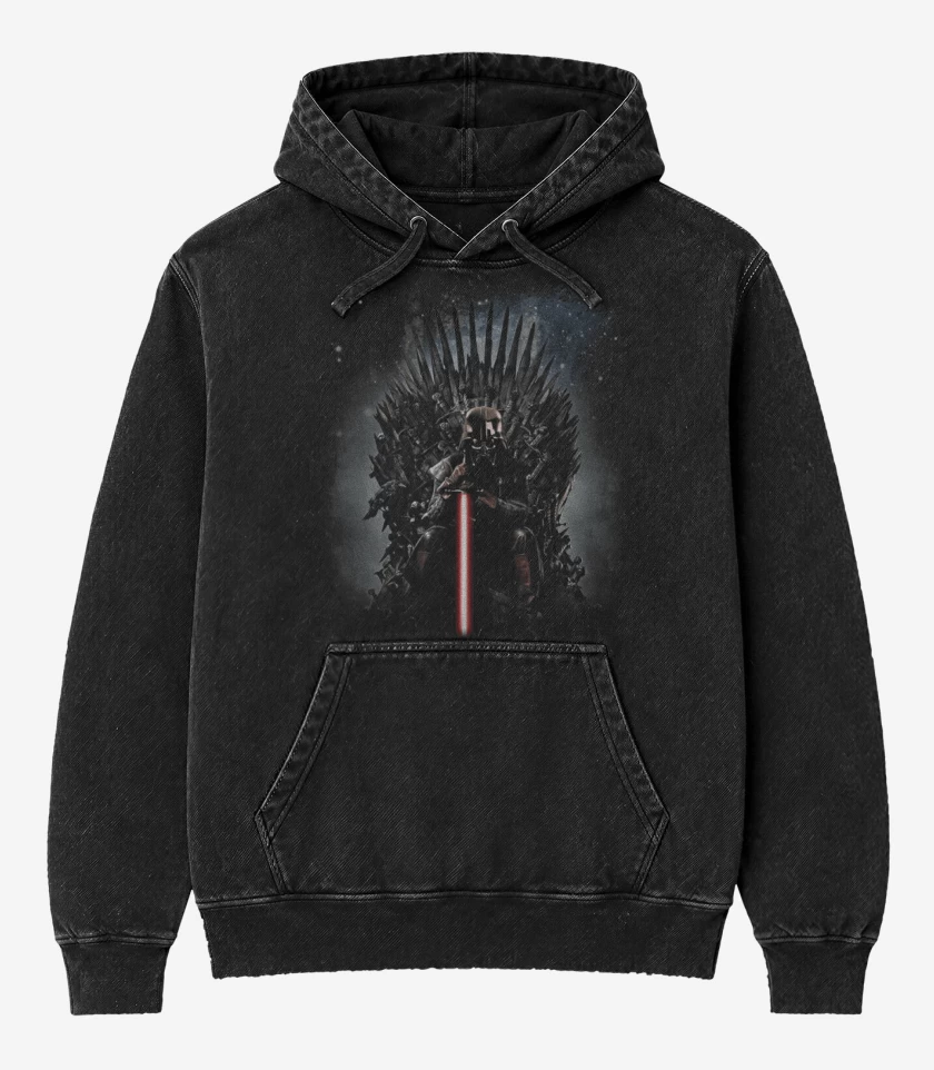 Poleron Canguro Acid Wash Negro de Star Thrones