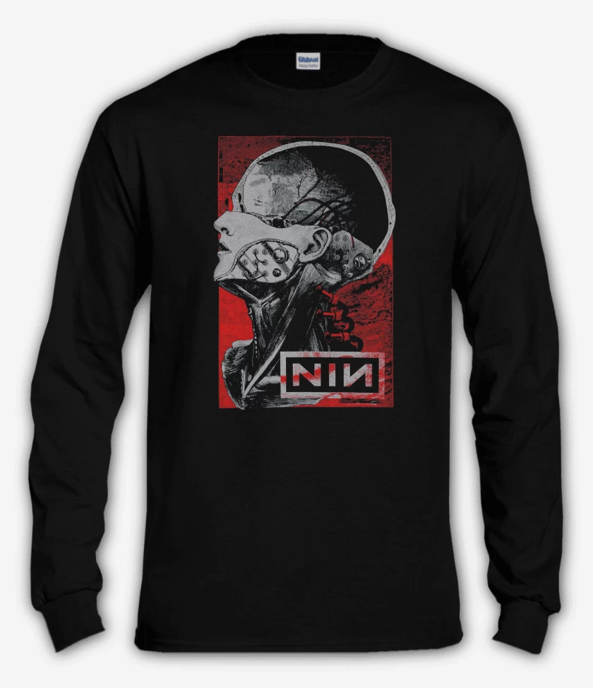 Polera manga larga Negro de NIN Machine