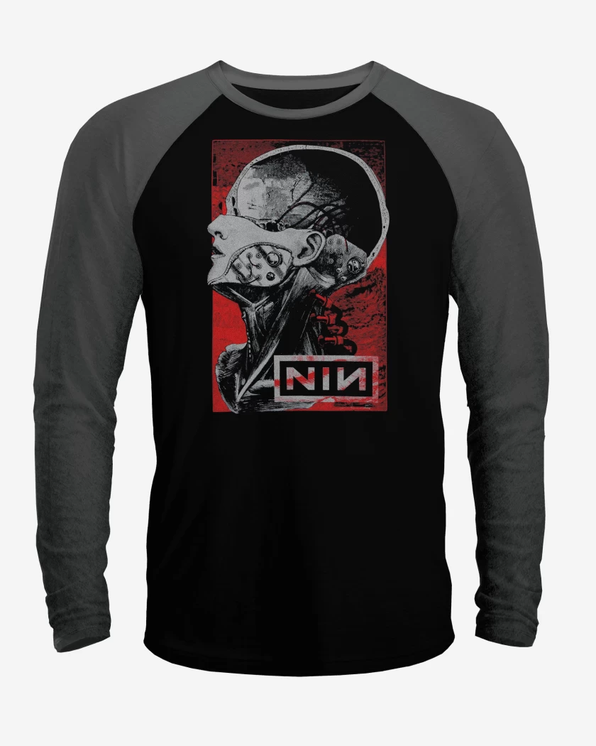 Polera Raglan Negro / Negro Heather de NIN Machine