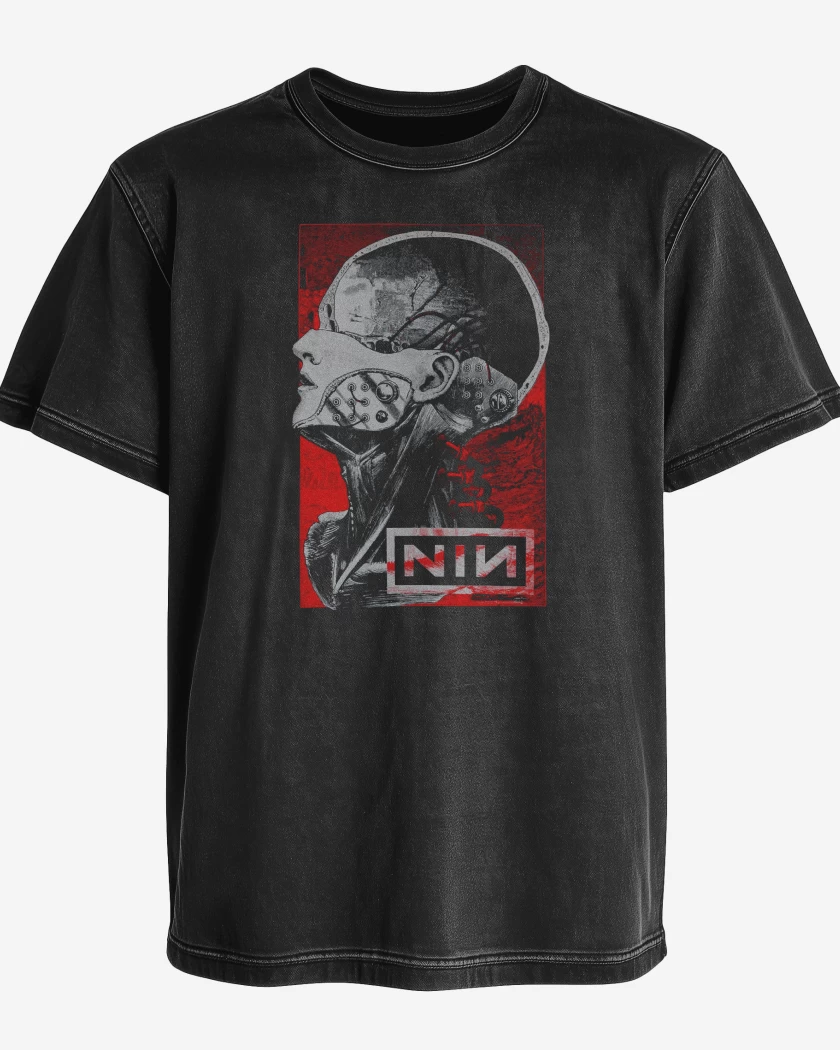 Polera desgastada Negro de NIN Machine