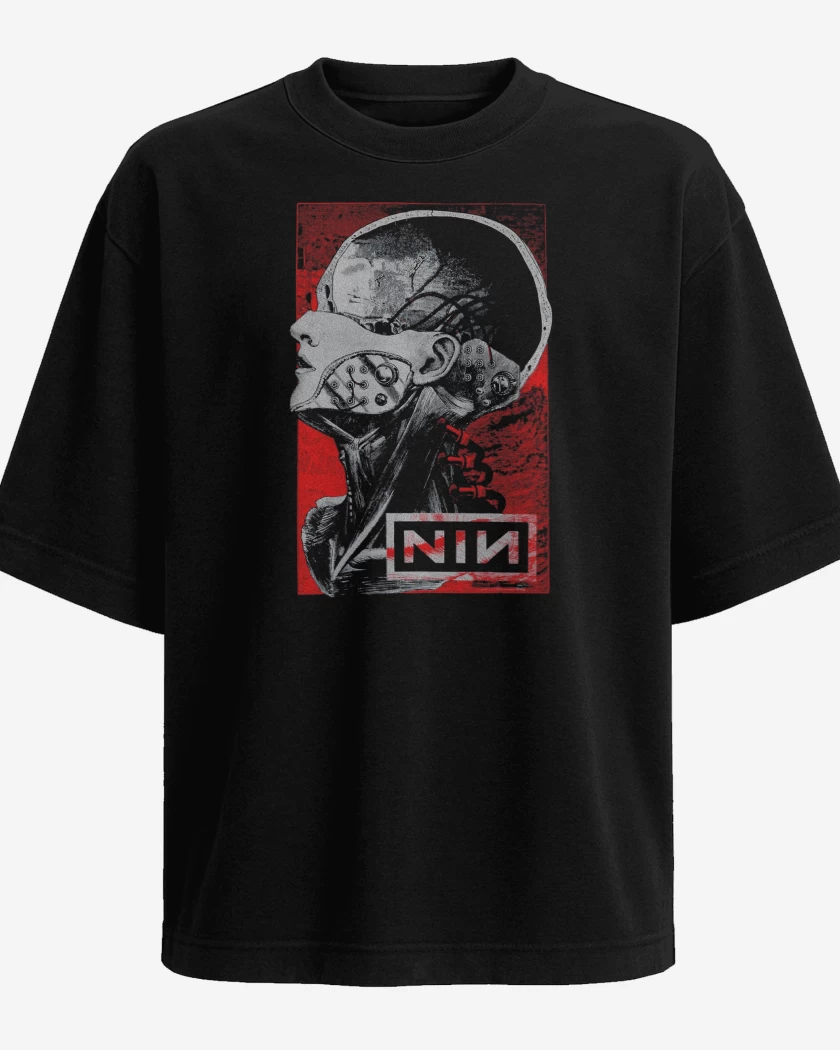 Polera Oversize Negro de NIN Machine