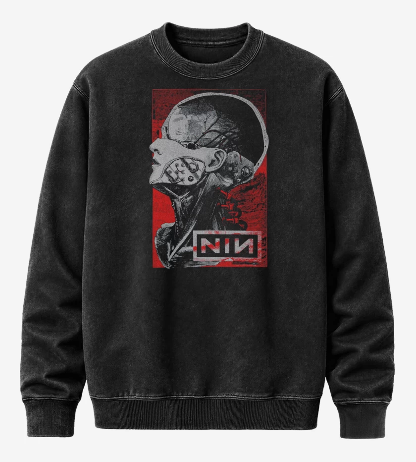 Poleron Polo Acid Wash Negro de NIN Machine