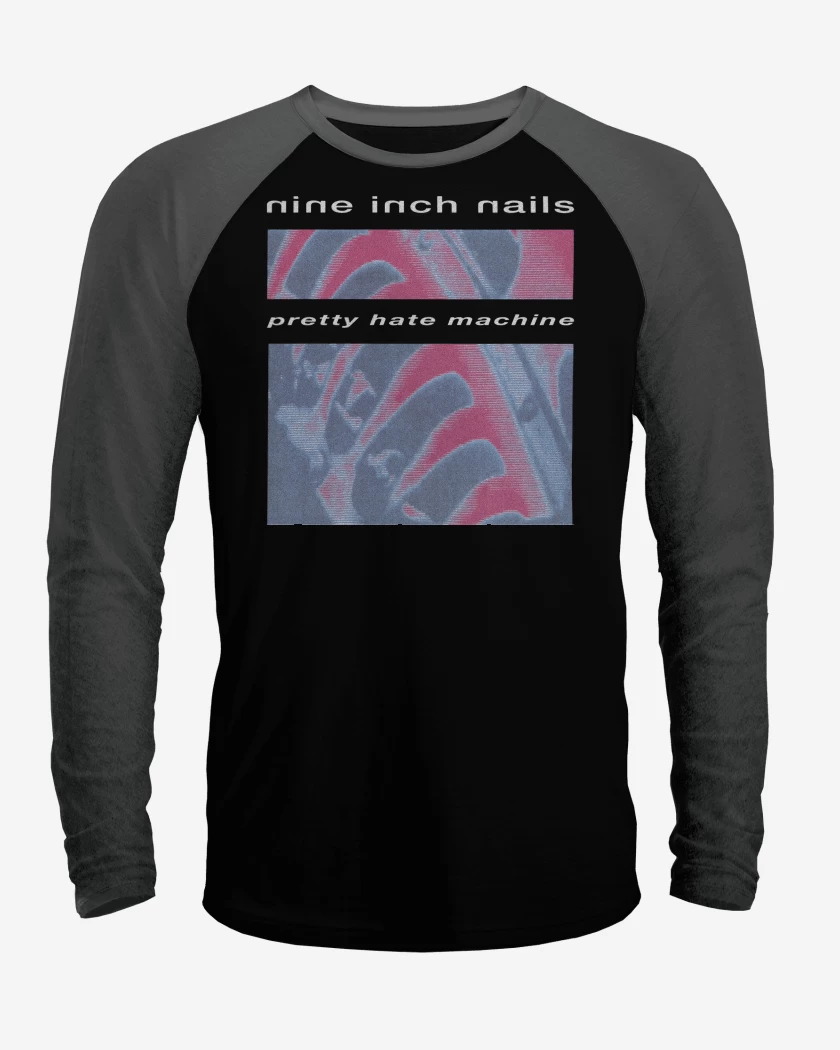 Polera Raglan Negro / Negro Heather de NIN Pretty Hate Machine