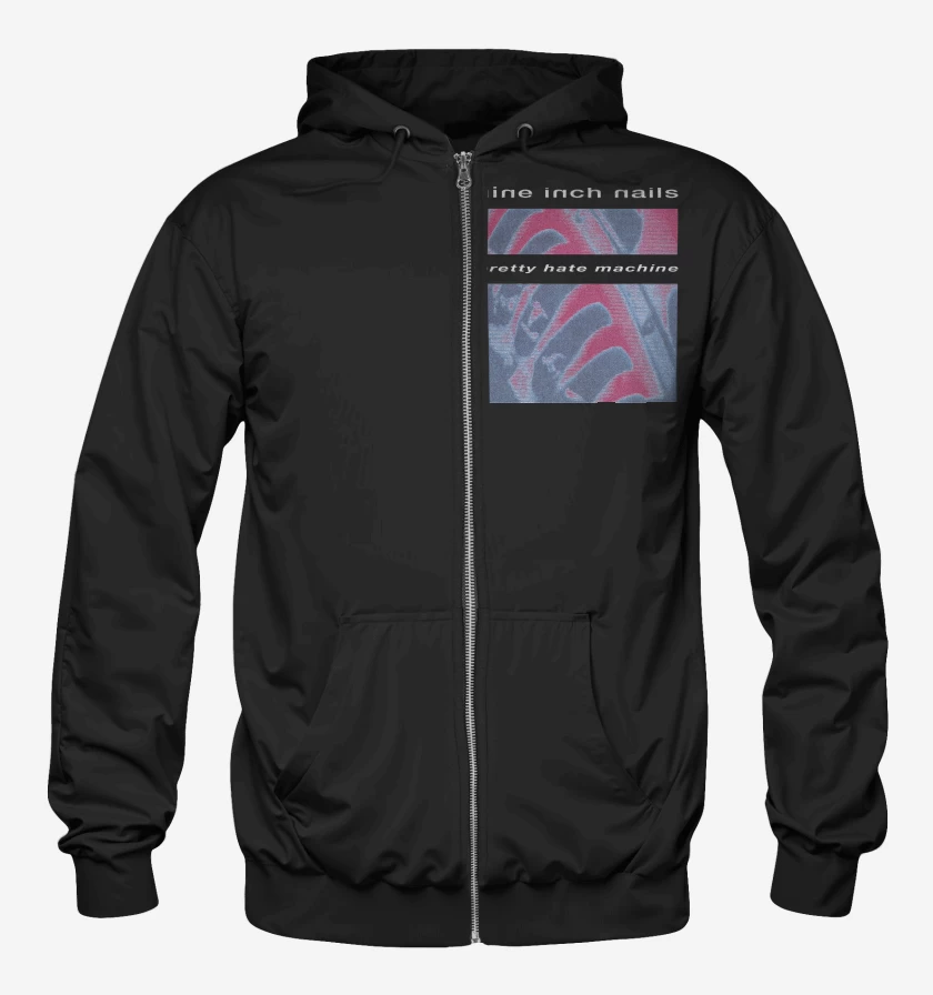 Poleron Canguro con cierre Negro de NIN Pretty Hate Machine