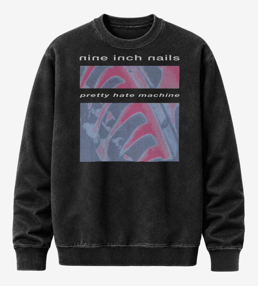 Poleron Polo Acid Wash Negro de NIN Pretty Hate Machine