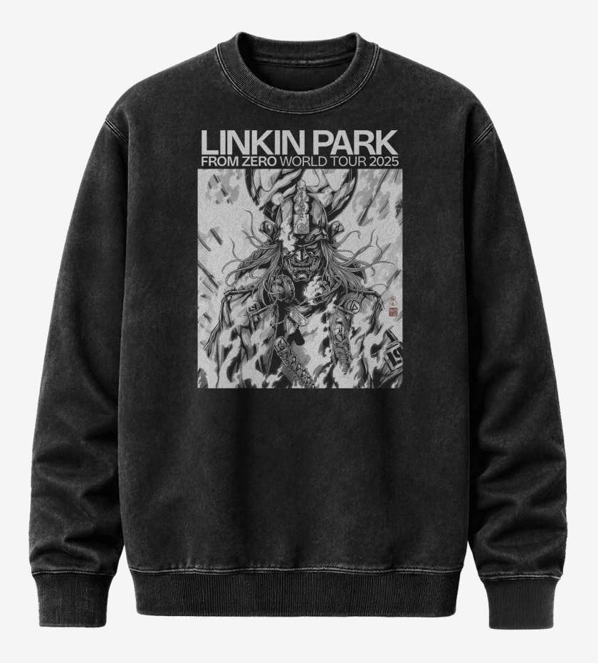 Poleron Polo Acid Wash Negro de Linkin Park Saitama Samurai