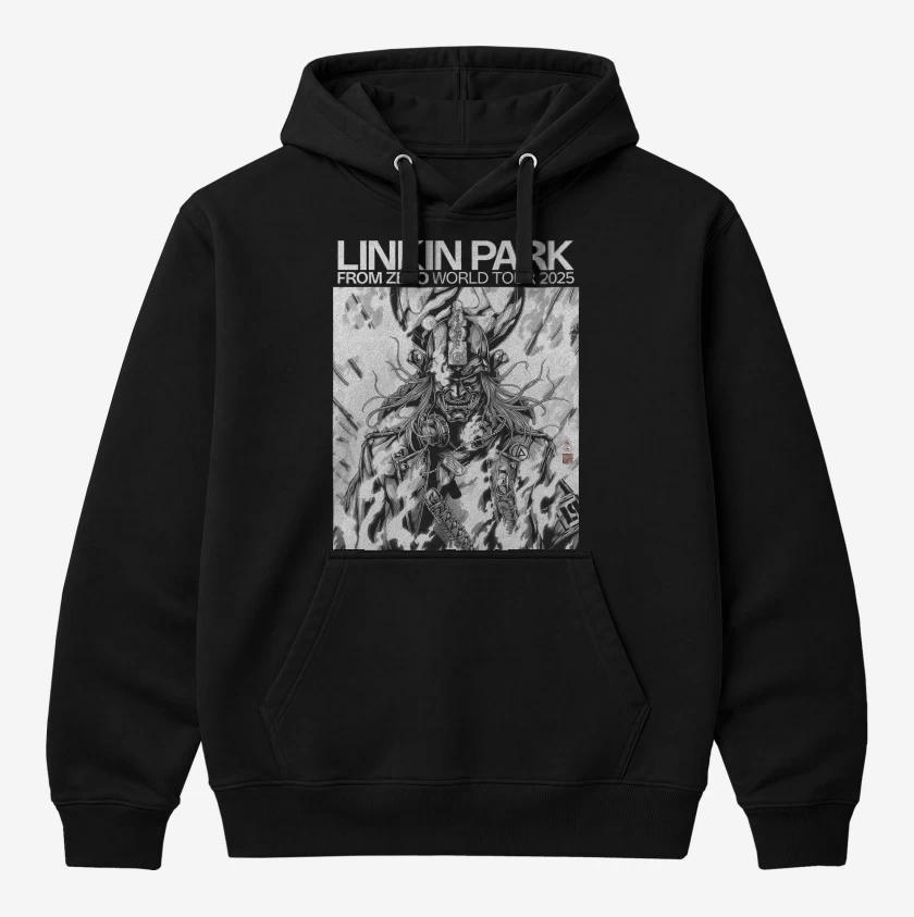 Polerón Canguro Negro de Linkin Park Saitama Samurai