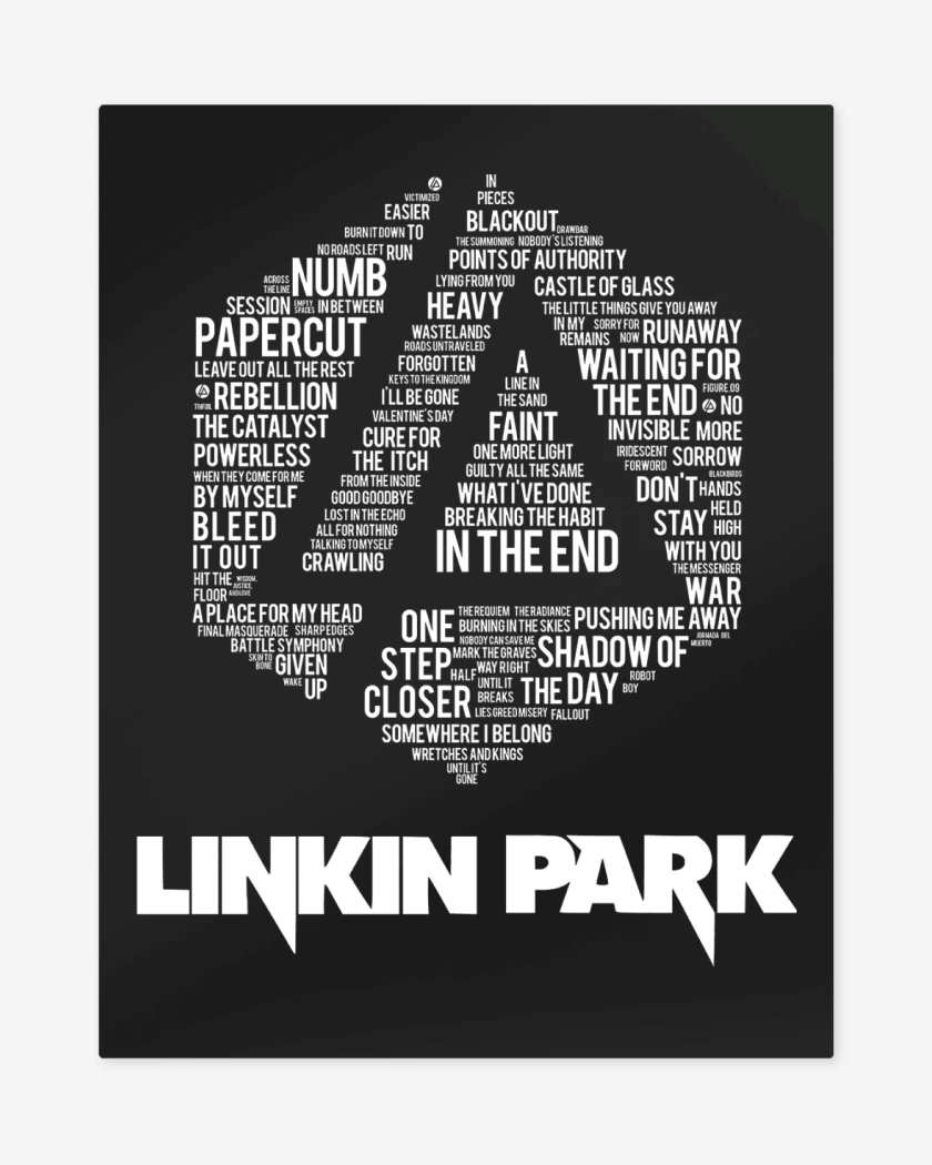 Print metalico Negro de Linkin Park Logo Letras
