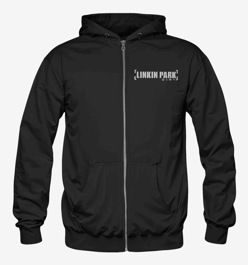 Poleron Canguro con cierre Negro de Linkin Park Logo Clásico