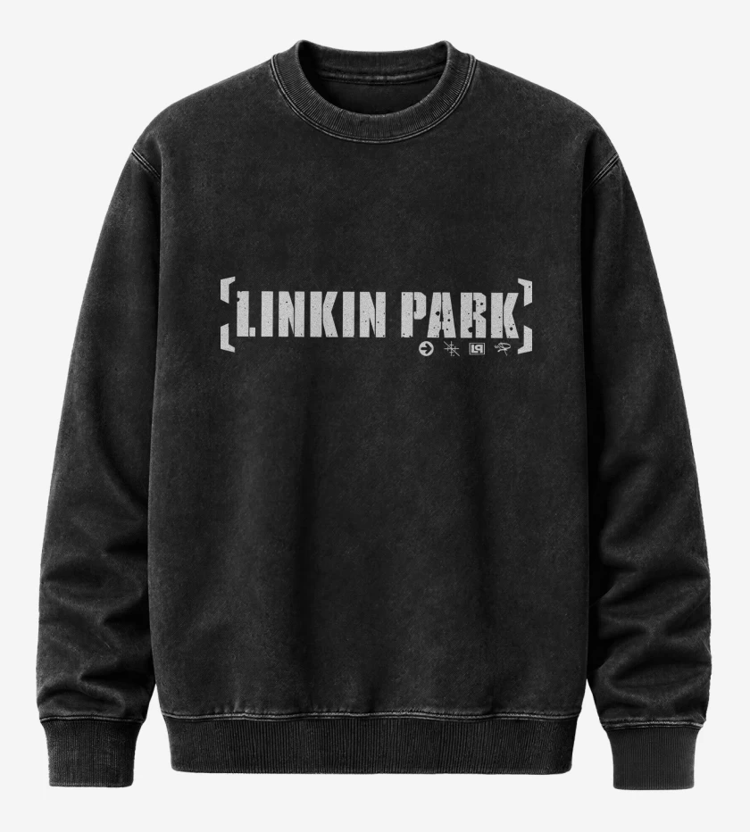 Poleron Polo Acid Wash Negro de Linkin Park Logo Clásico