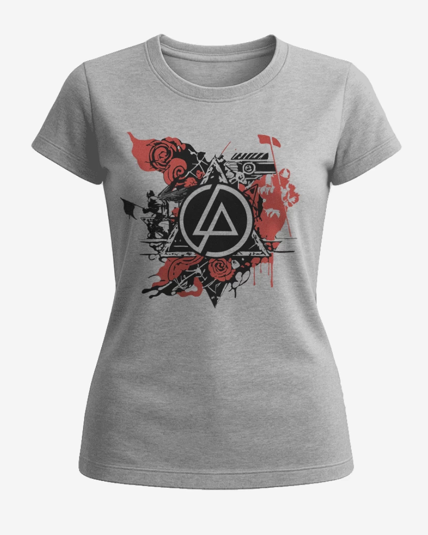 Polera de Mujer Gris Melange de Linkin Park Logo