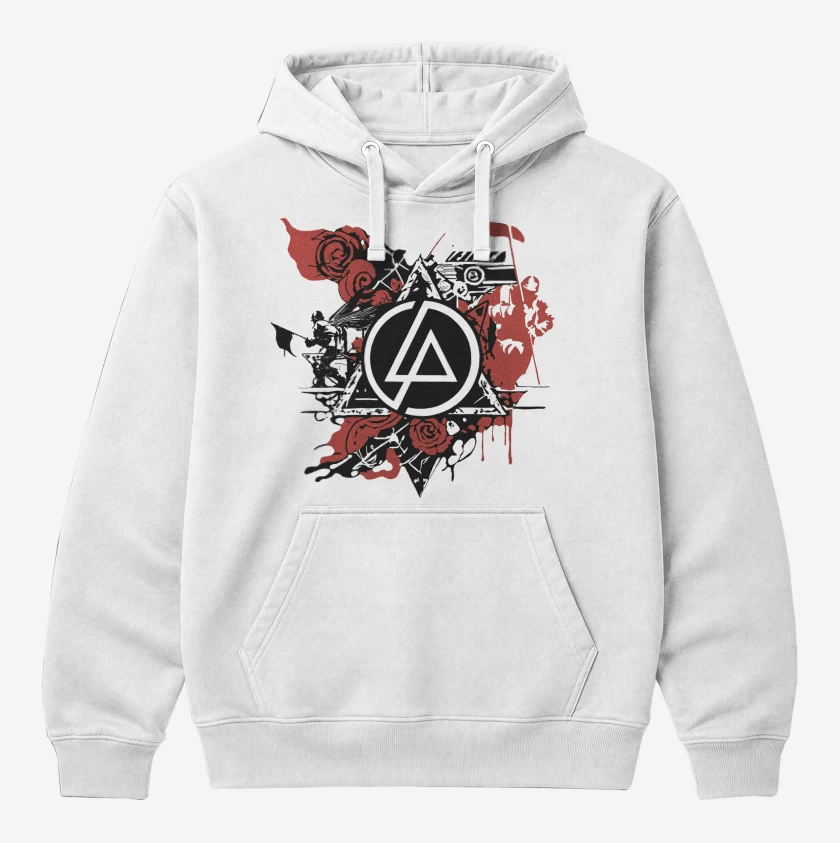 Polerón Canguro Blanco de Linkin Park Logo