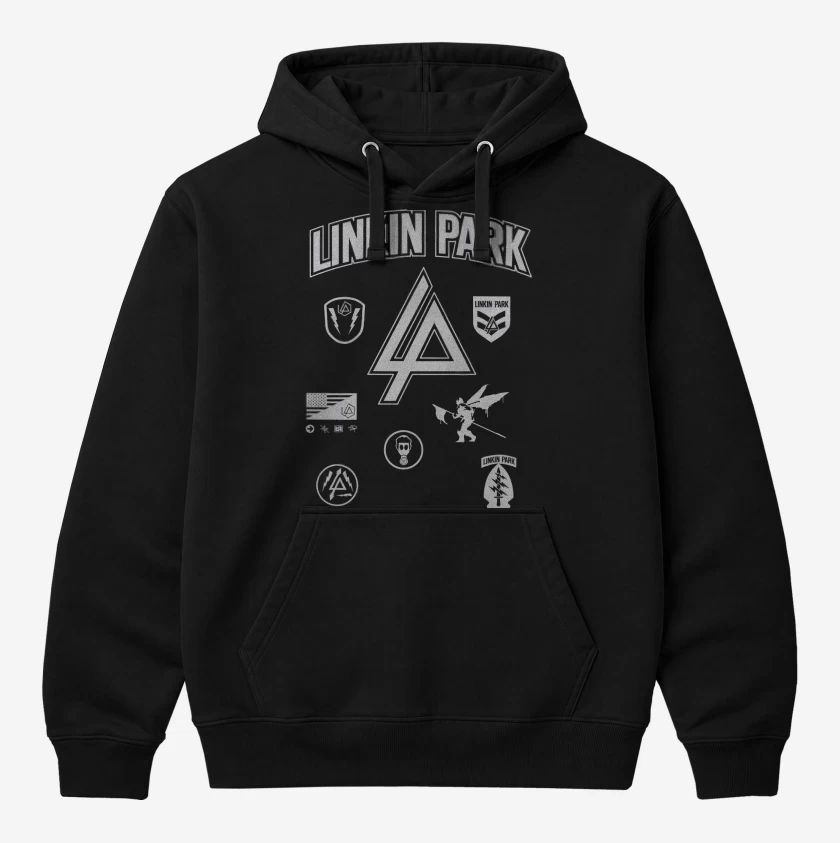 Polerón Canguro Negro de Linkin Park Parches