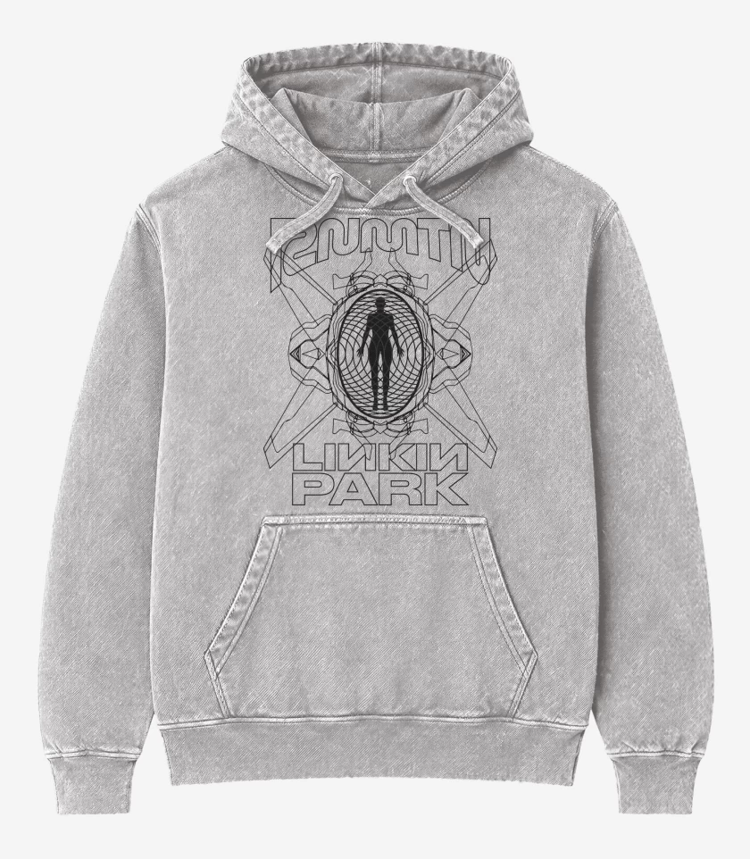 Poleron Canguro Acid Wash Gris Melange de Linkin Park RNMTN