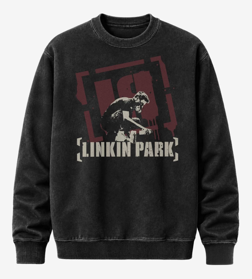 Poleron Polo Acid Wash Negro de Linkin Park Meteora