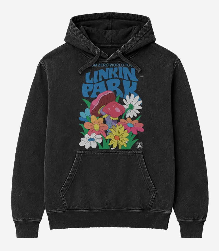 Poleron Canguro Acid Wash Negro de Linkin Park From Zero