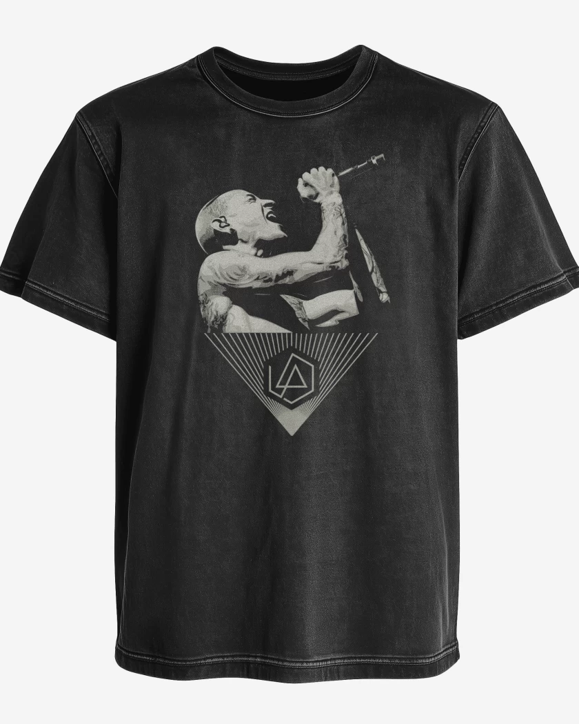 Polera desgastada Negro de Linkin Park Chester 