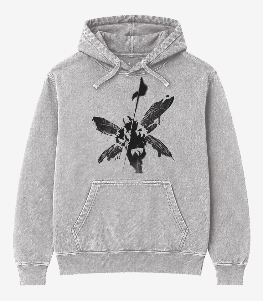 Poleron Canguro Acid Wash Gris Melange de Linkin Park Hybrid v1