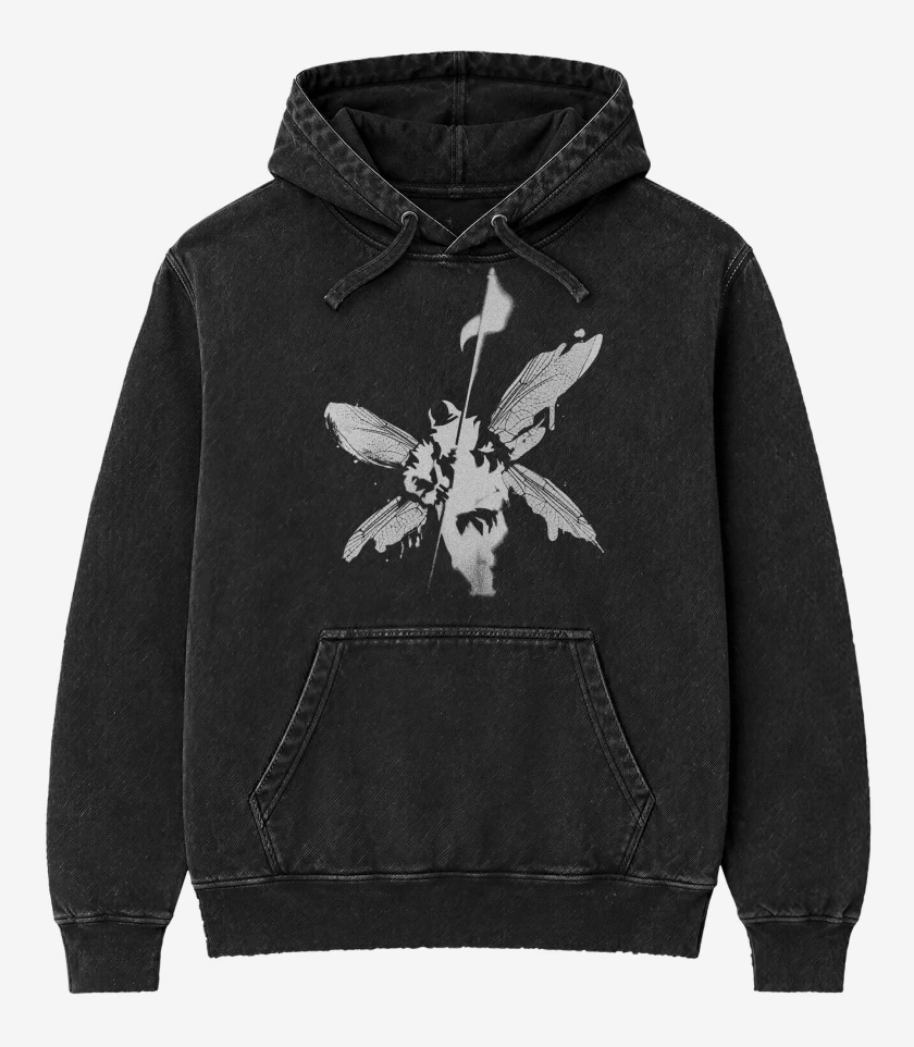 Poleron Canguro Acid Wash Negro de Linkin Park Hybrid v2