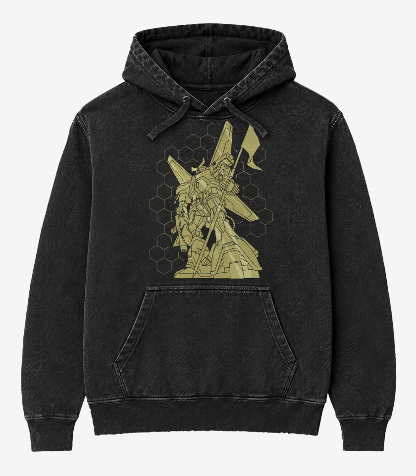 Poleron Canguro Acid Wash Negro de Linkin Park Gundam