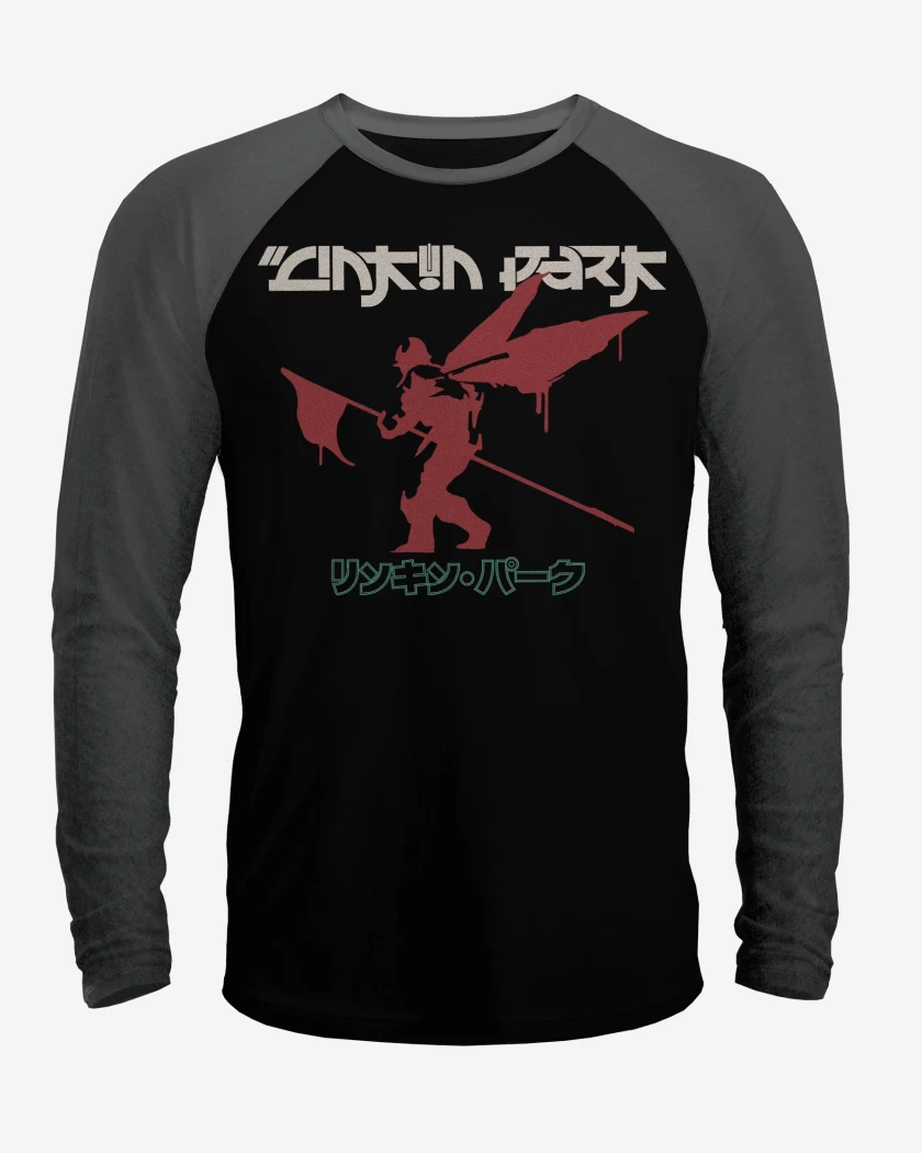 Polera Raglan Negro / Negro Heather de Linkin Park Soldier
