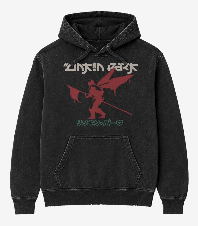 Poleron Canguro Acid Wash Negro de Linkin Park Soldier