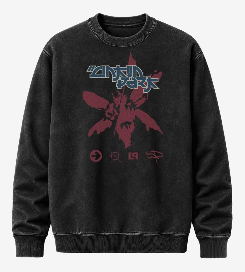 Poleron Polo Acid Wash Negro de Linkin Park Hybrid Theory Vintage