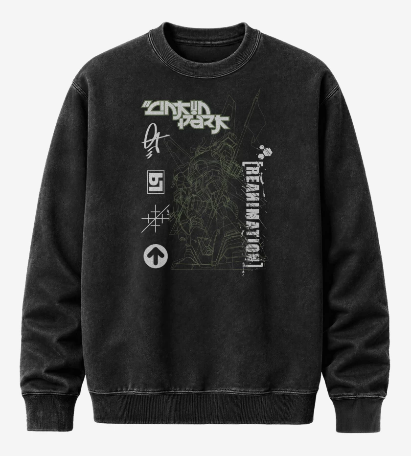 Poleron Polo Acid Wash Negro de Linkin Park Reanimation