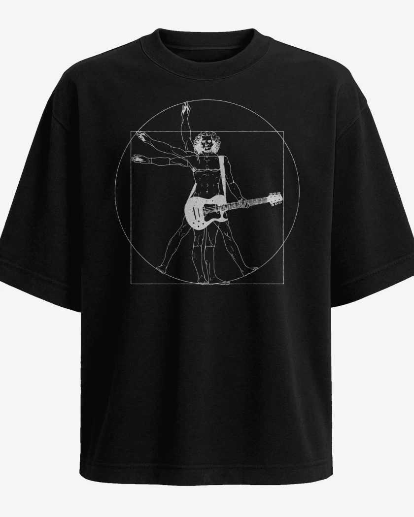 Polera Oversize Negro de Guitar Vitruvio