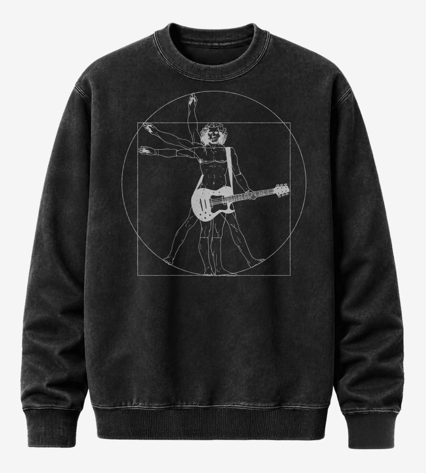 Poleron Polo Acid Wash Negro de Guitar Vitruvio