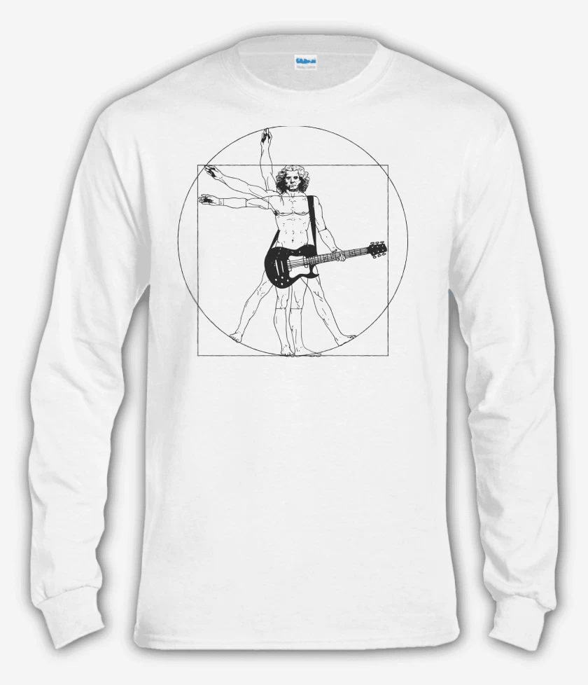 Polera manga larga Blanco de Vitruvio Guitarrista