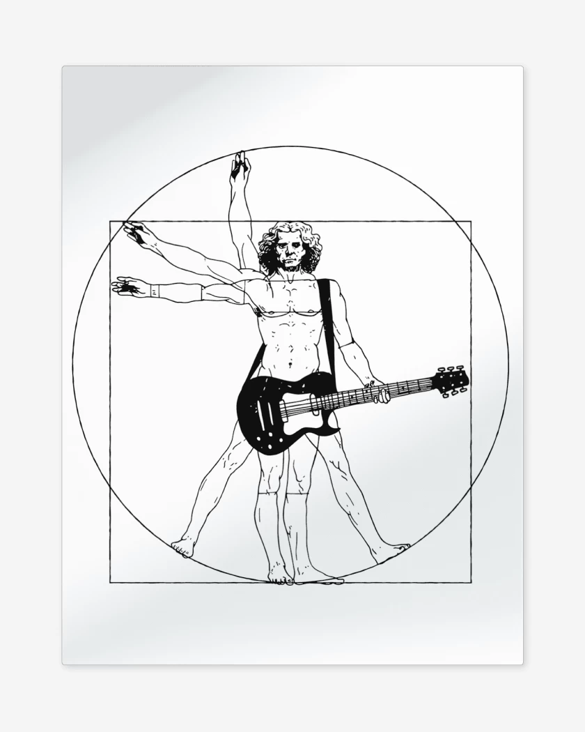 Print metalico Blanco de Vitruvio Guitarrista