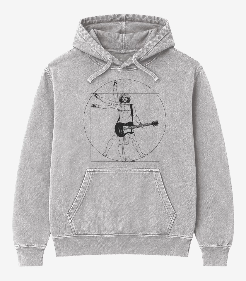 Poleron Canguro Acid Wash Gris Melange de Vitruvio Guitarrista