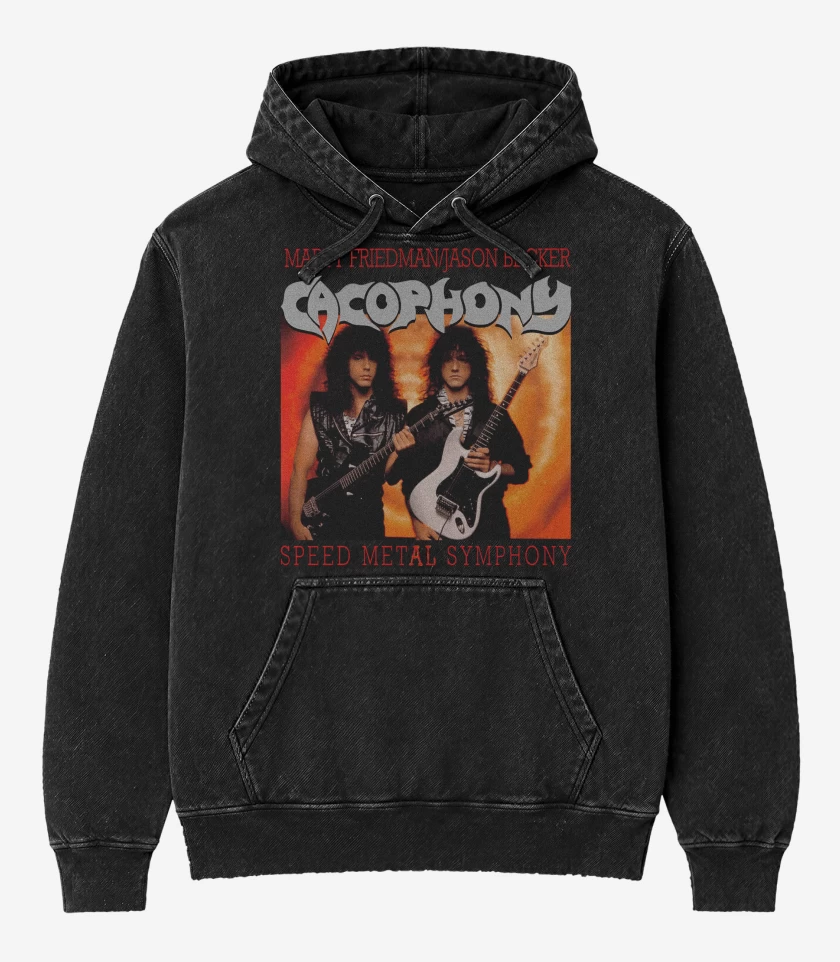 Poleron Canguro Acid Wash Negro de Cacophony Speed Metal Symphony