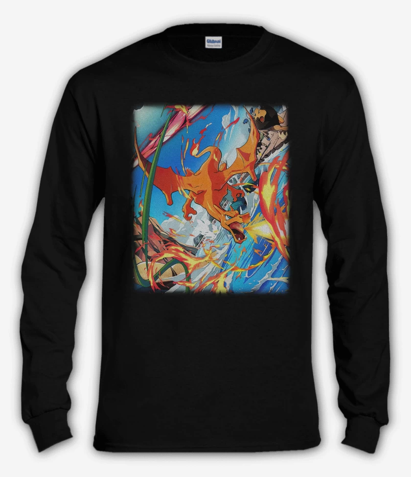 Polera manga larga Negro de Charizard TCG Pocket