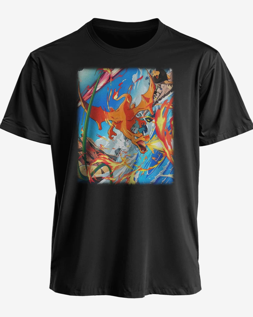 Polera premium Negro de Charizard TCG Pocket