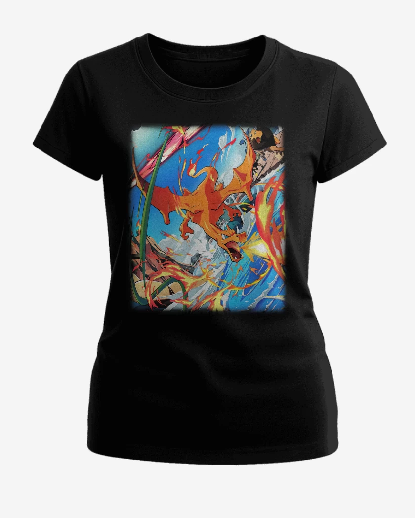 Polera de Mujer Negro de Charizard TCG Pocket