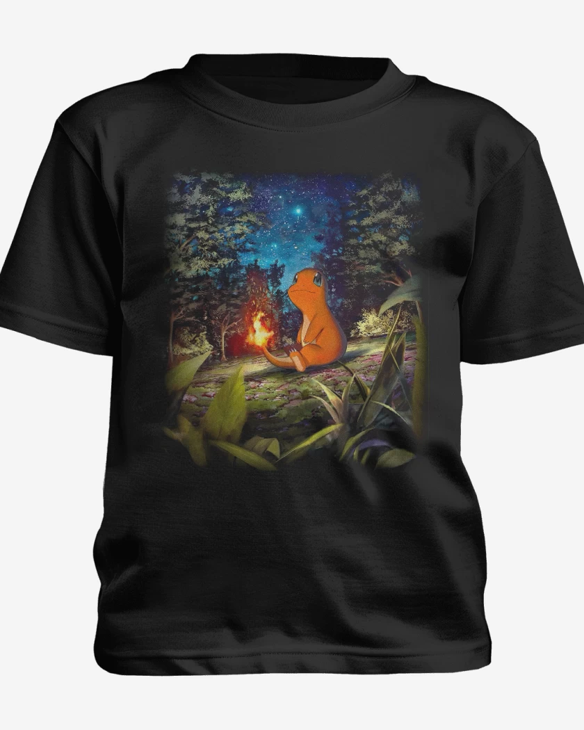 Polera de niño Negro de Charmander TCG Pocket 